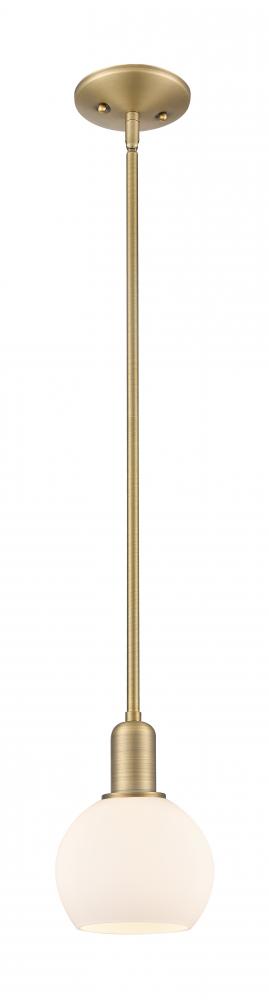 Athens - 1 Light - 6 inch - Brushed Brass - Stem hung - Mini Pendant