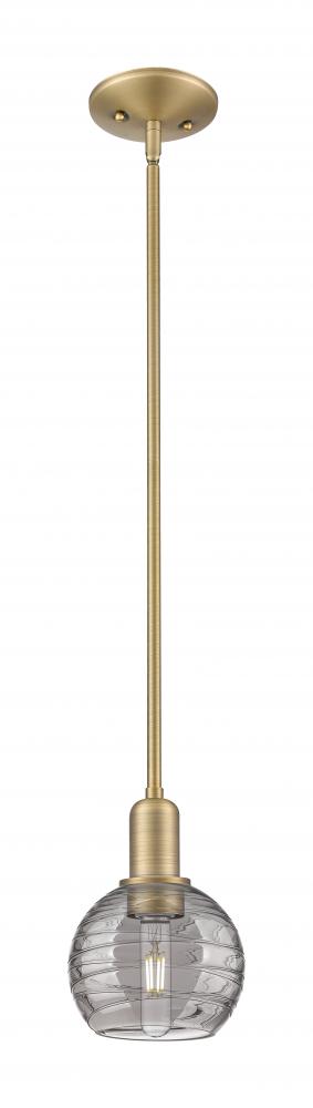 Athens Deco Swirl - 1 Light - 6 inch - Brushed Brass - Mini Pendant
