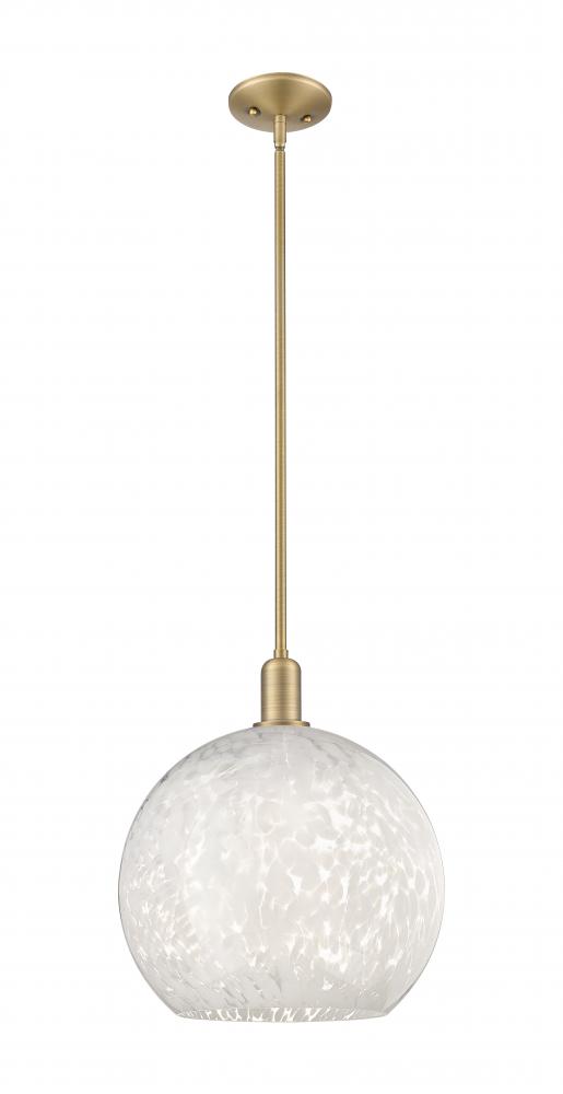 White Mouchette - 1 Light - 14 inch - Brushed Brass - Stem hung - Mini Pendant