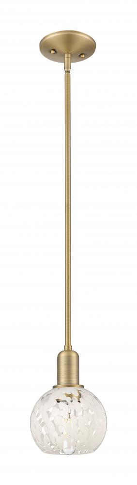 White Mouchette - 1 Light - 6 inch - Brushed Brass - Stem hung - Mini Pendant