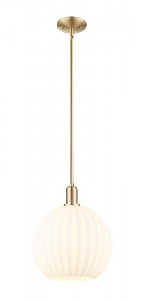 White Venetian - 1 Light - 12 inch - Champagne Bronze - Stem hung - Mini Pendant