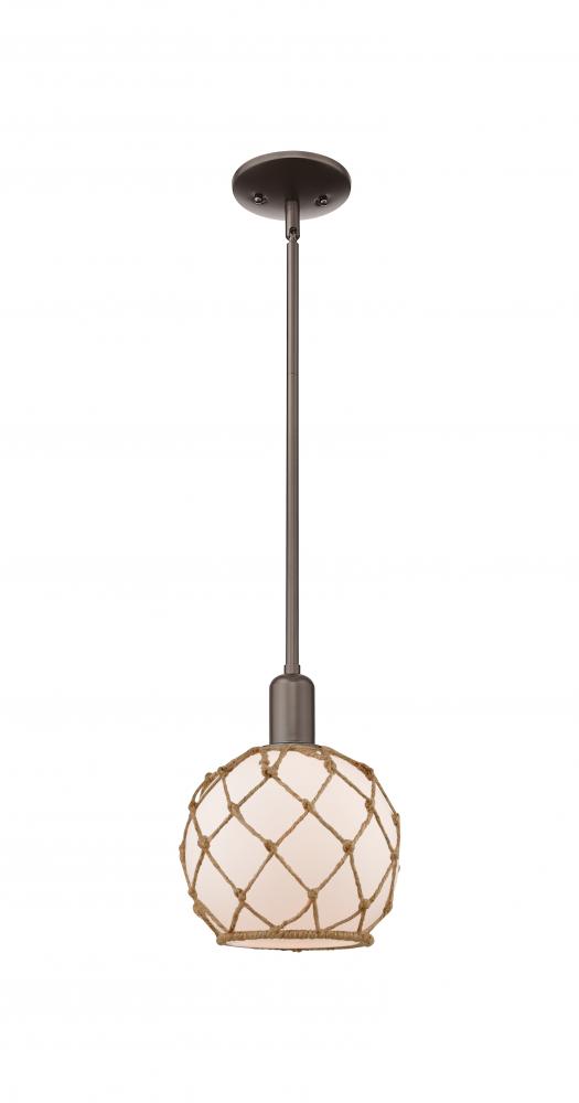 Farmhouse Rope - 1 Light - 8 inch - Oil Rubbed Bronze - Stem hung - Mini Pendant