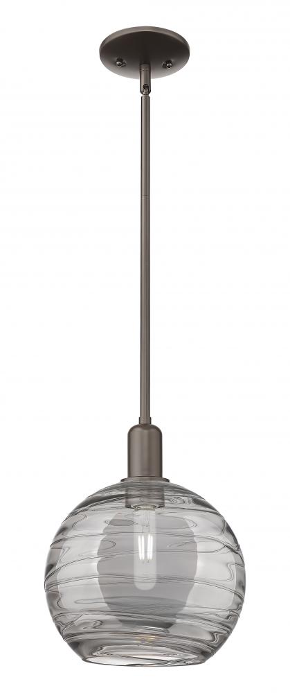 Athens Deco Swirl - 1 Light - 10 inch - Oil Rubbed Bronze - Stem hung - Mini Pendant
