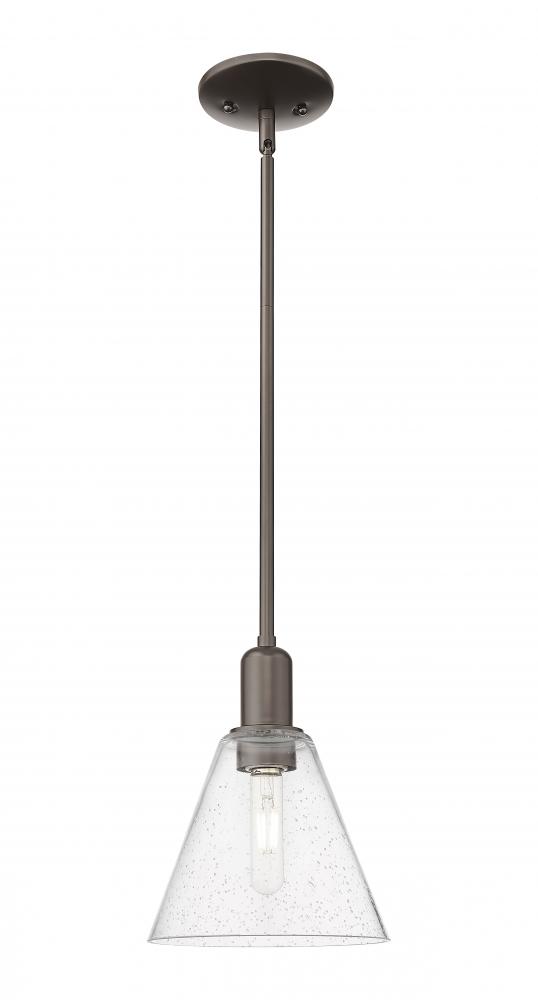 Berkshire Glass - 1 Light - 8 inch - Oil Rubbed Bronze - Stem hung - Mini Pendant