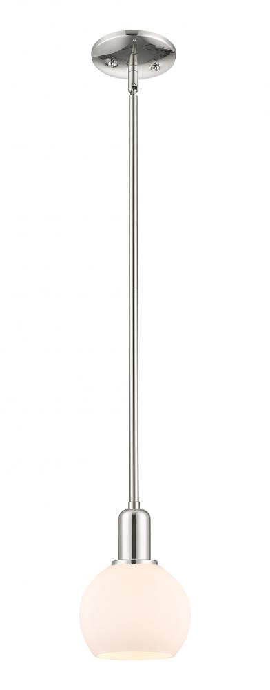 Athens - 1 Light - 6 inch - Polished Nickel - Stem hung - Mini Pendant