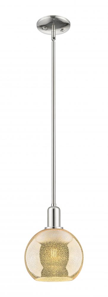 Athens - 1 Light - 8 inch - Polished Nickel - Stem hung - Mini Pendant