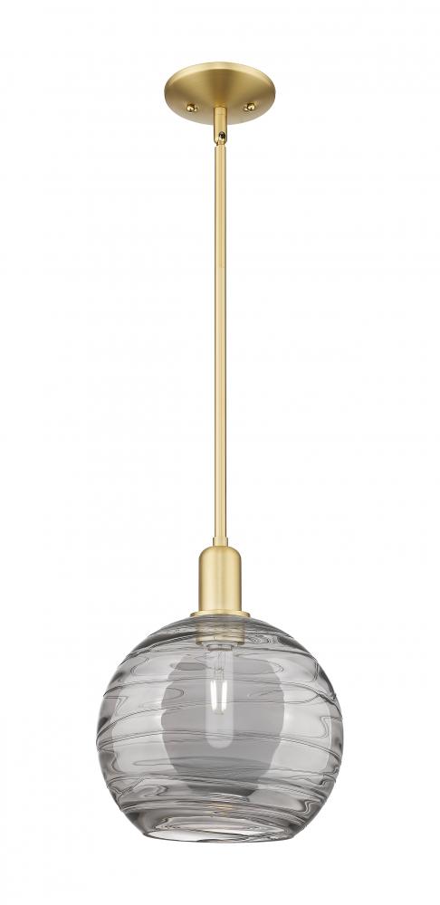 Athens Deco Swirl - 1 Light - 10 inch - Satin Gold - Stem hung - Mini Pendant