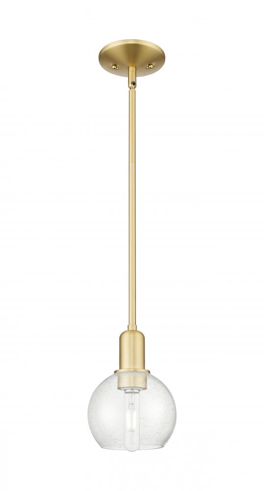 Athens - 1 Light - 6 inch - Satin Gold - Stem hung - Mini Pendant