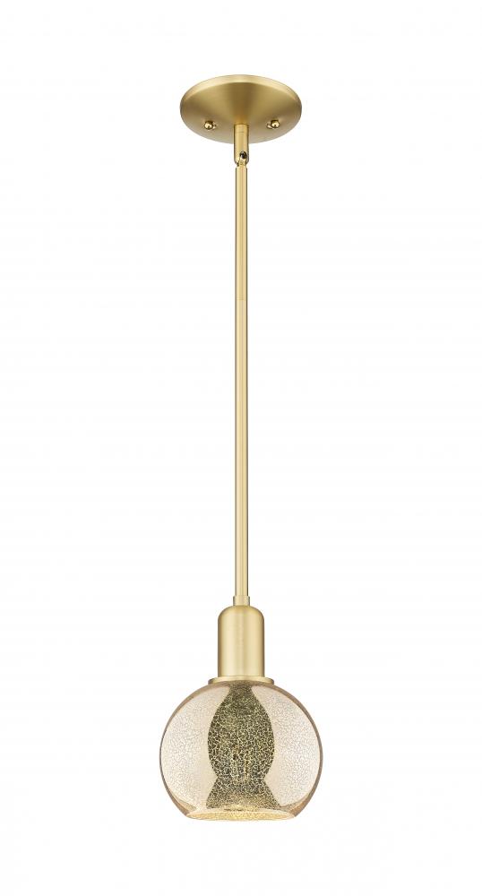 Athens - 1 Light - 6 inch - Satin Gold - Stem hung - Mini Pendant