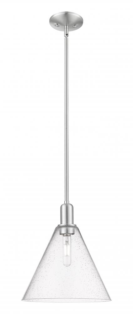 Berkshire Glass - 1 Light - 12 inch - Brushed Satin Nickel - Stem hung - Mini Pendant