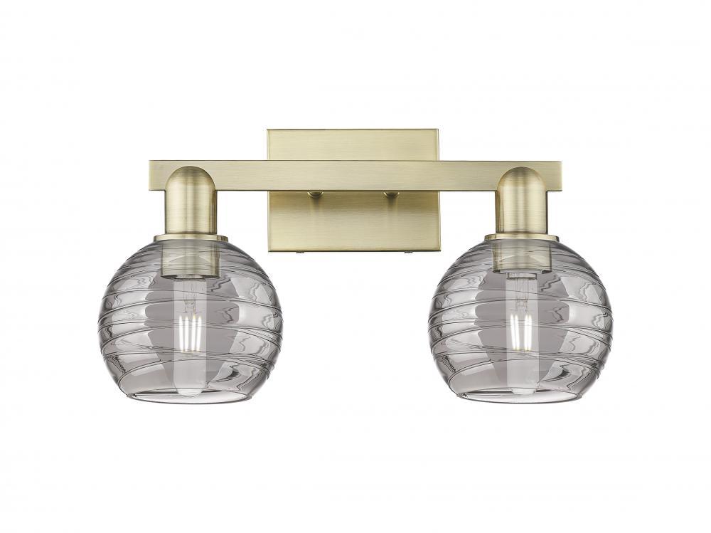 Athens Deco Swirl - 2 Light - 16 inch - Antique Brass - Bath Vanity Light