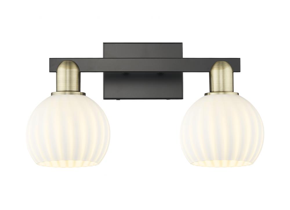 White Venetian - 2 Light - 17 inch - Black Antique Brass - Bath Vanity Light