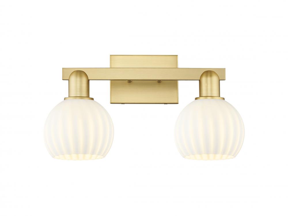White Venetian - 2 Light - 17 inch - Satin Gold - Bath Vanity Light