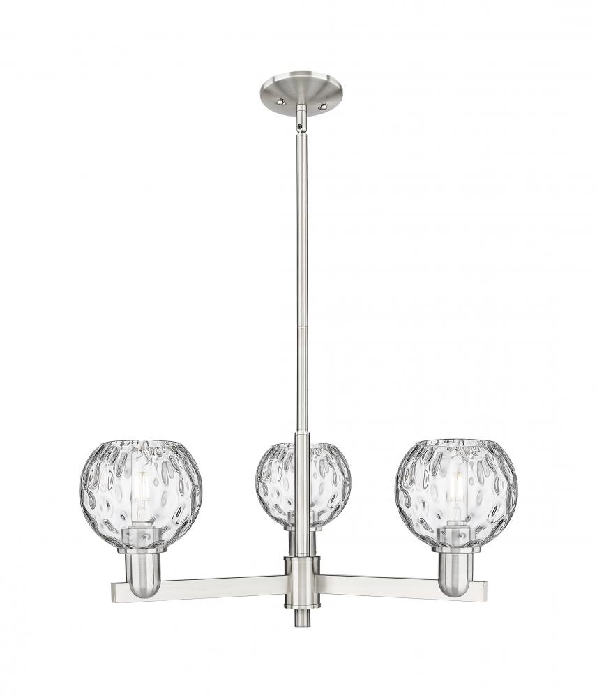 Athens Water Glass - 3 Light - 28 inch - Satin Nickel - Stem hung - Flush Mount