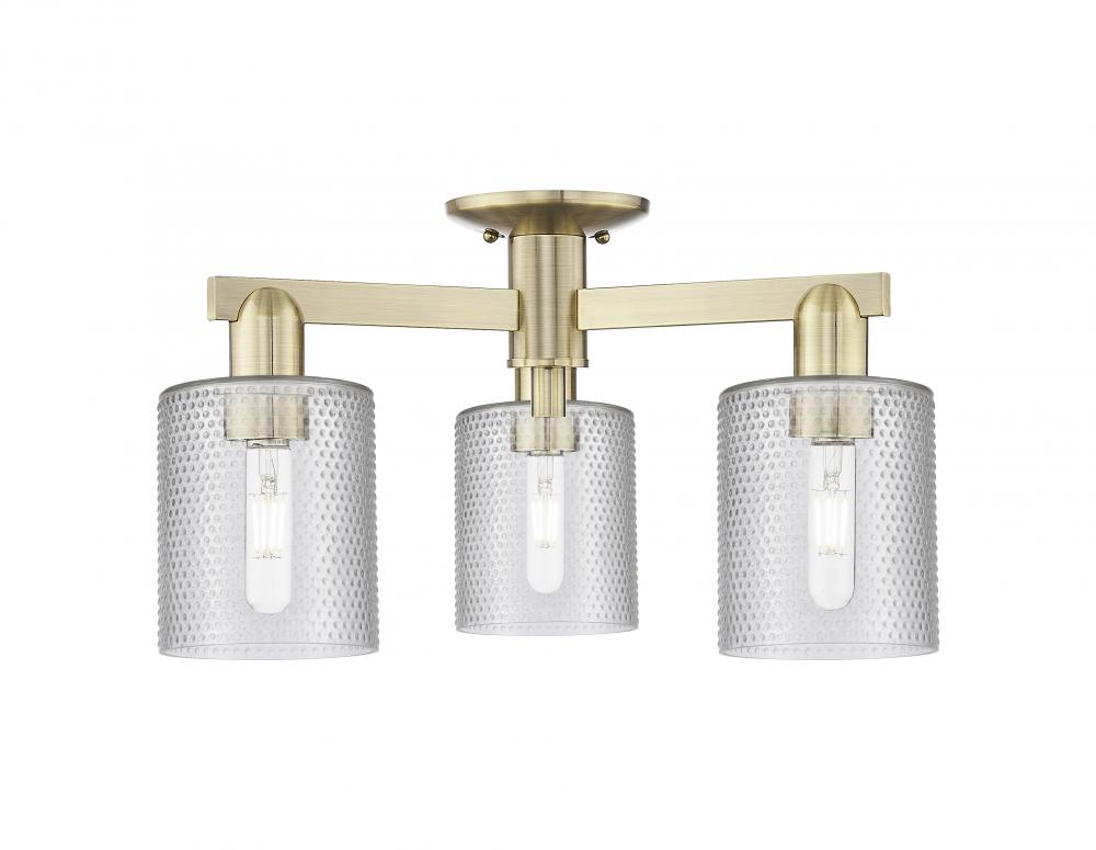 Cobbleskill - 3 Light - 23 inch - Antique Brass - Semi-Flush Mount