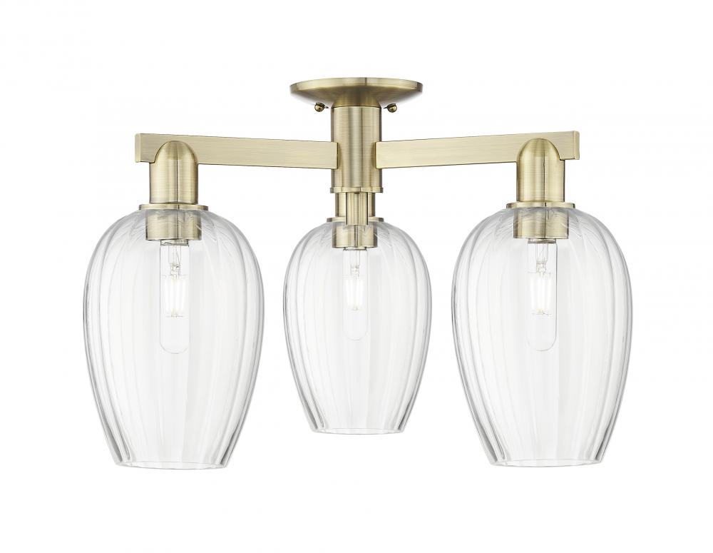 Preston - 3 Light - 6 inch - Black Antique Brass - Semi-Flush Mount