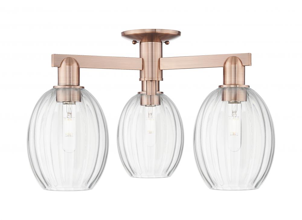 Preston - 3 Light - 6 inch - Antique Brass - Semi-Flush Mount