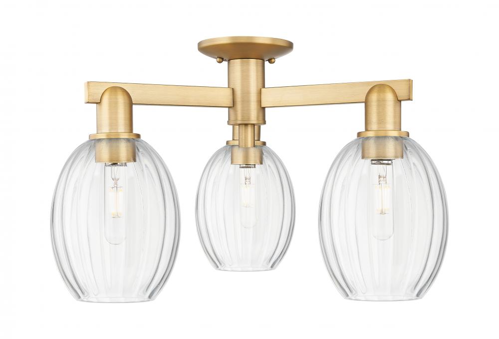Preston - 3 Light - 6 inch - Brushed Brass - Semi-Flush Mount