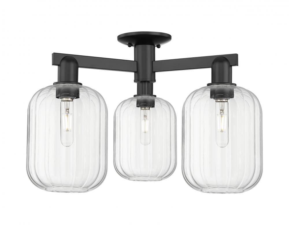 Preston - 3 Light - 6 inch - Matte Black - Semi-Flush Mount