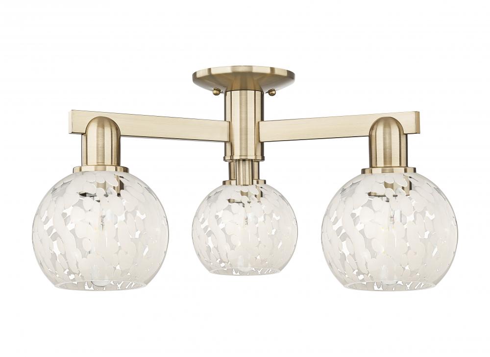 White Mouchette - 3 Light - 24 inch - Champagne Bronze - Semi-Flush Mount