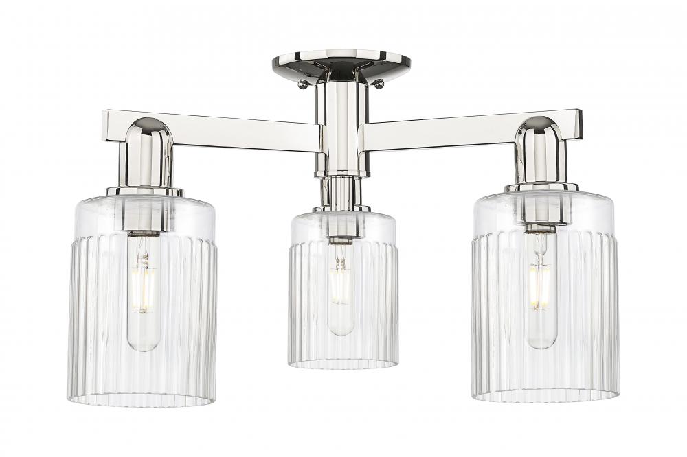 Hadley - 3 Light - 22 inch - Antique Brass - Semi-Flush Mount
