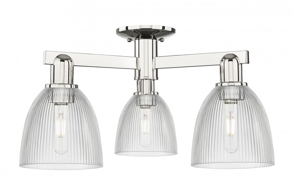 Castile - 3 Light - 24 inch - Brushed Satin Nickel - Semi-Flush Mount