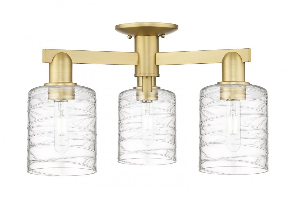 Cobbleskill - 3 Light - 23 inch - Satin Gold - Semi-Flush Mount
