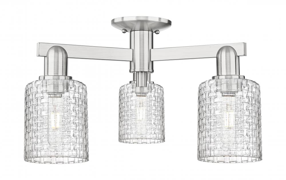 Cobbleskill - 3 Light - 23 inch - Brushed Satin Nickel - Semi-Flush Mount