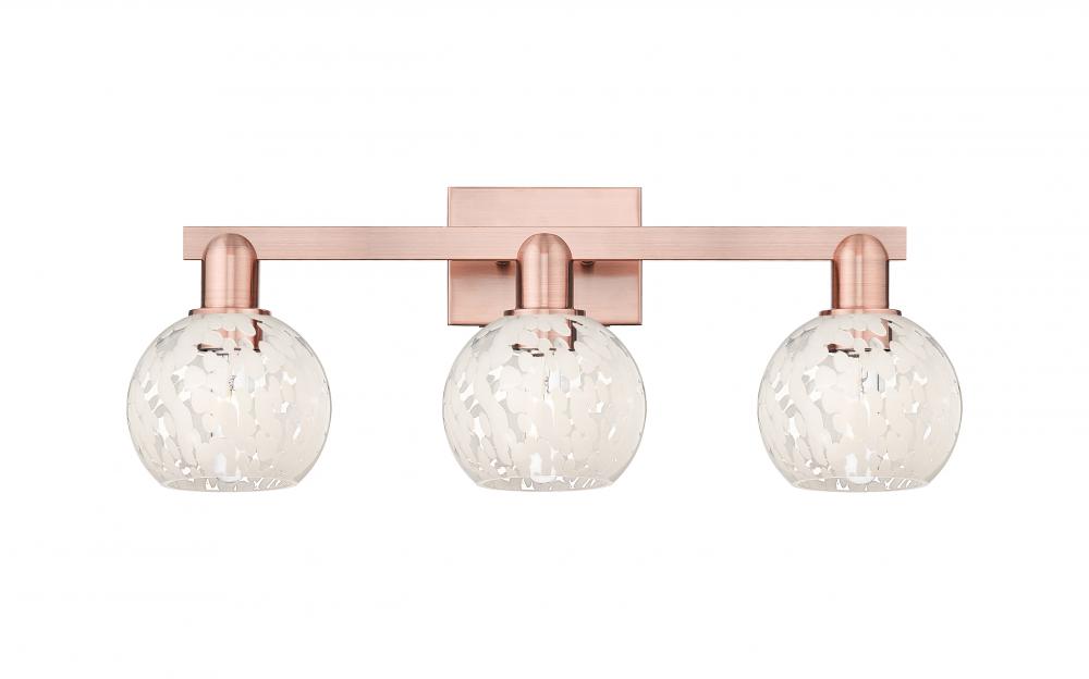 White Mouchette - 3 Light - 25 inch - Antique Copper - Bath Vanity Light