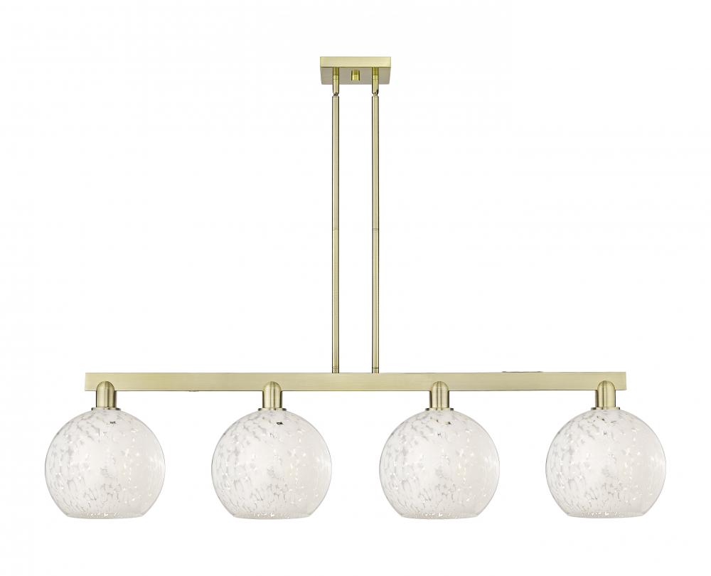 White Mouchette - 4 Light - 53 inch - Polished Nickel - Stem hung - Island Light