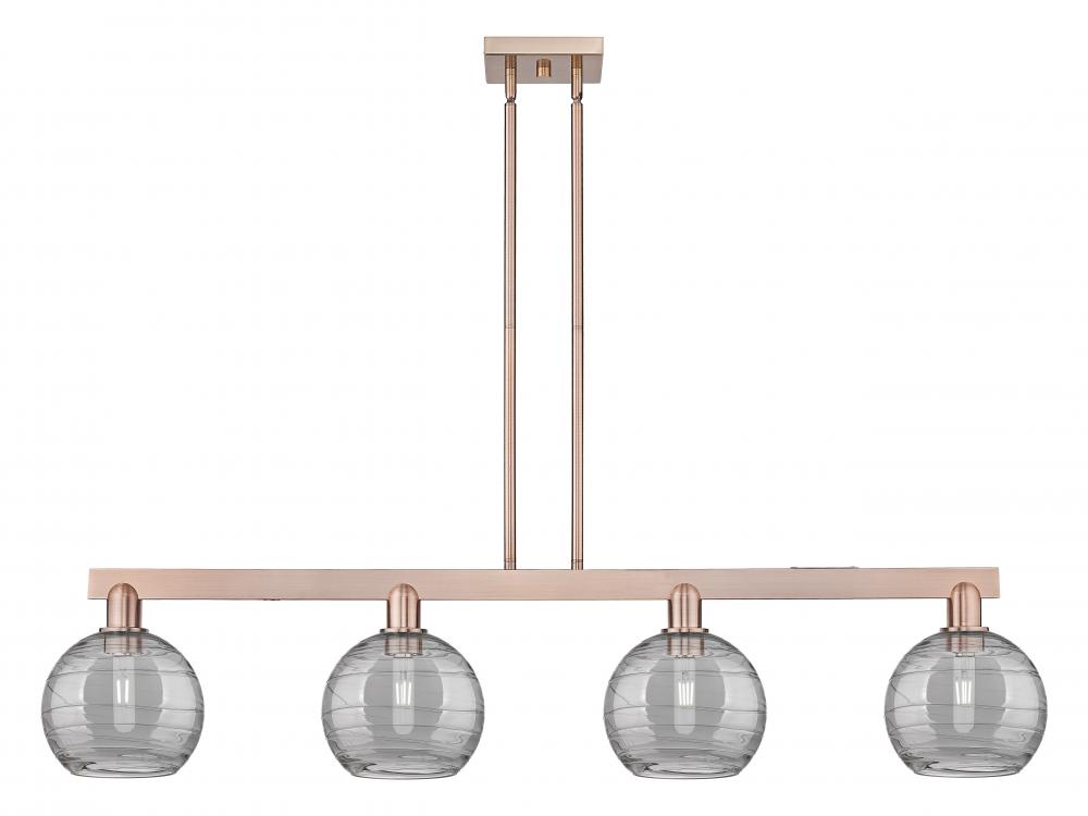Athens Deco Swirl - 4 Light - 51 inch - Antique Copper - Stem hung - Island Light