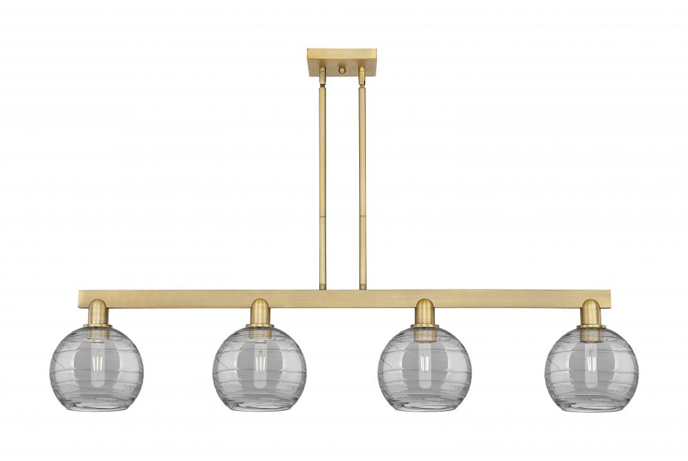 Athens Deco Swirl - 4 Light - 51 inch - Brushed Brass - Stem hung - Island Light