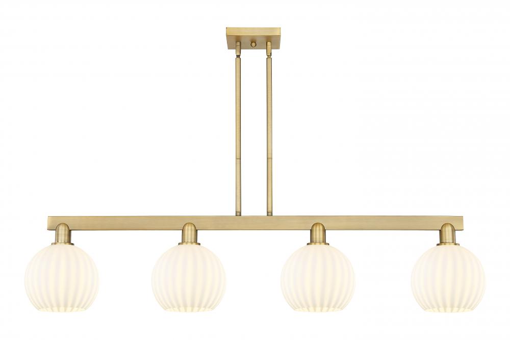 White Venetian - 4 Light - 48 inch - Antique Copper - Stem Hung - Island Light