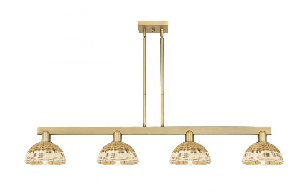 Natural Ballston Dome - 4 Light - 48 inch - Matte Black - Cord hung - Island Light