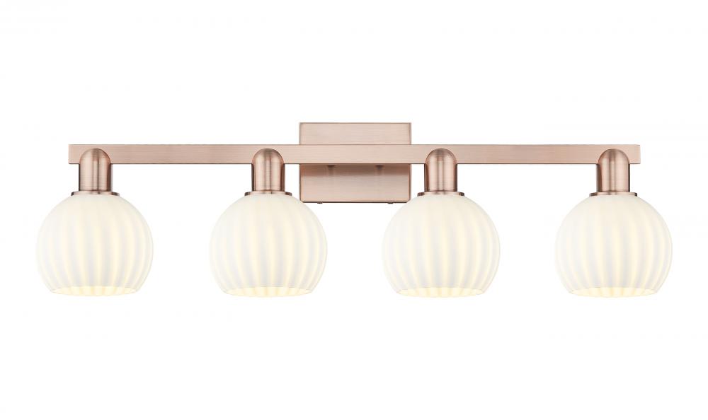White Venetian - 4 Light - 33 inch - Antique Copper - Bath Vanity Light