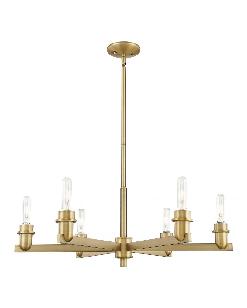 Arcadia - 6 Light - 30 inch - Brushed Brass - Chandelier