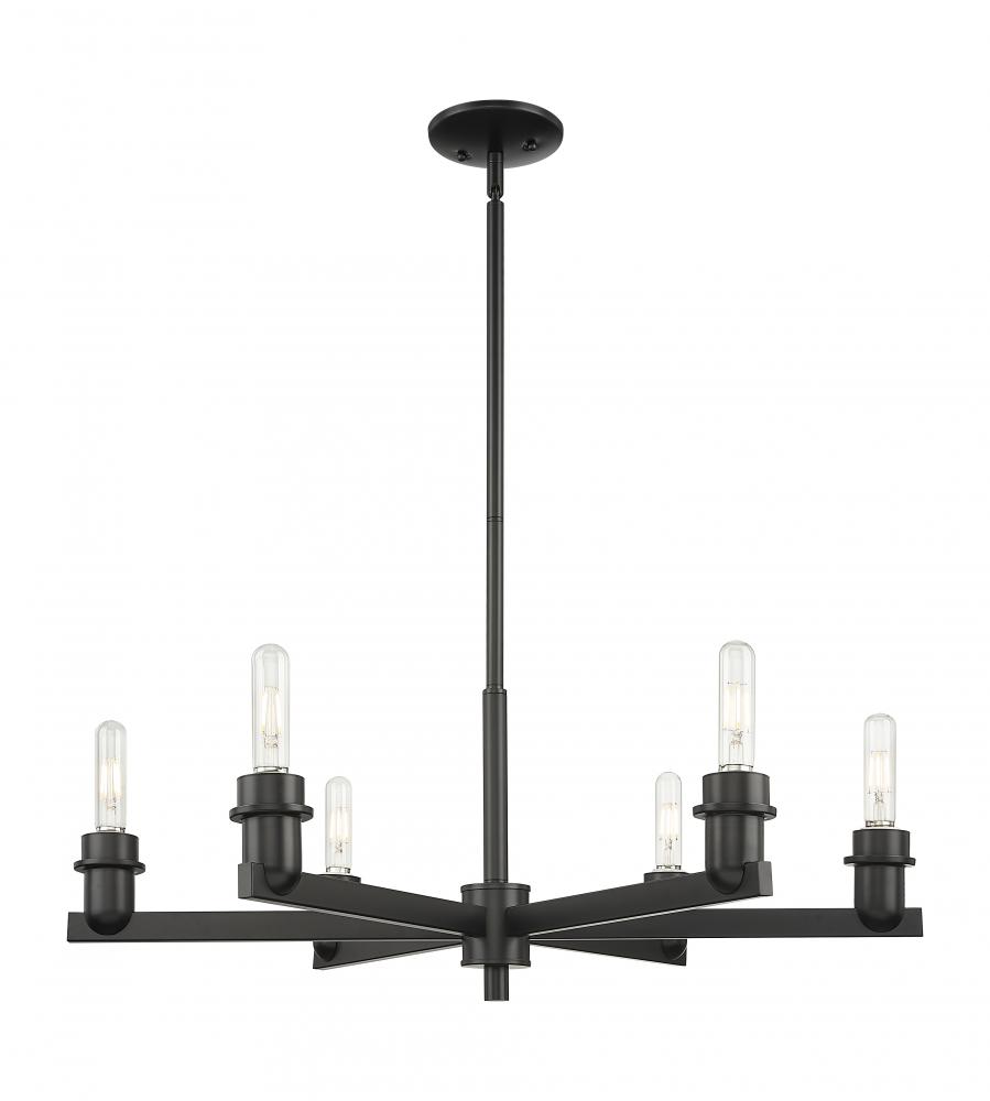 Arcadia - 6 Light - 30 inch - Matte Black - Chandelier