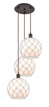 Innovations Lighting 113B-3P-OB-G121-10RW - Farmhouse Rope - 3 Light - 17 inch - Oil Rubbed Bronze - Cord Hung - Multi Pendant