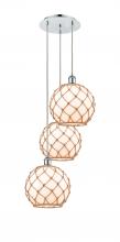 Innovations Lighting 113B-3P-PC-G121-10RB - Farmhouse Rope - 3 Light - 17 inch - Polished Chrome - Cord Hung - Multi Pendant