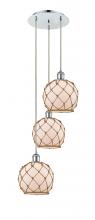 Innovations Lighting 113B-3P-PC-G121-8RB - Farmhouse Rope - 3 Light - 15 inch - Polished Chrome - Cord Hung - Multi Pendant