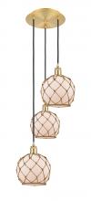 Innovations Lighting 113B-3P-SG-G121-8RB - Farmhouse Rope - 3 Light - 15 inch - Satin Gold - Cord Hung - Multi Pendant