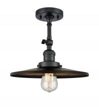 Innovations Lighting 201F-BK-MFR-BK-12 - Railroad - 1 Light - 12 inch - Matte Black - Adjustable Semi-Flush Mount