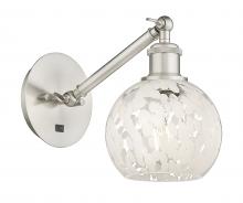 Innovations Lighting 317-1W-SN-G1216-6WM - White Mouchette - 1 Light - 6 inch - Brushed Satin Nickel - Adjustable Sconce