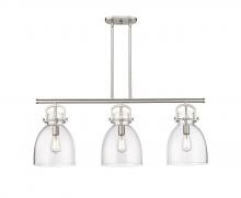 Innovations Lighting 410-3I-SN-G412-10CL - Newton Bell - 3 Light - 42 inch - Satin Nickel - Island Light