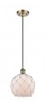 Innovations Lighting 516-1P-AB-G121-8RW - Farmhouse Rope - 1 Light - 8 inch - Antique Brass - Cord hung - Mini Pendant