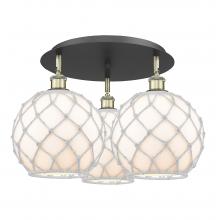 Innovations Lighting 516-3C-BAB-G121-10RW - Farmhouse Rope - 3 Light - 22 inch - Black Antique Brass - Flush Mount
