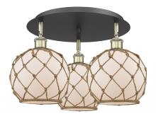 Innovations Lighting 516-3C-BAB-G121-8RB - Farmhouse Rope - 3 Light - 20 inch - Black Antique Brass - Flush Mount