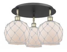 Innovations Lighting 516-3C-BAB-G121-8RW - Farmhouse Rope - 3 Light - 20 inch - Black Antique Brass - Flush Mount