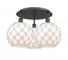 Innovations Lighting 516-3C-BK-G121-10RW - Farmhouse Rope - 3 Light - 22 inch - Matte Black - Flush Mount