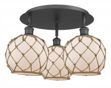 Innovations Lighting 516-3C-BK-G121-8RB - Farmhouse Rope - 3 Light - 20 inch - Matte Black - Flush Mount